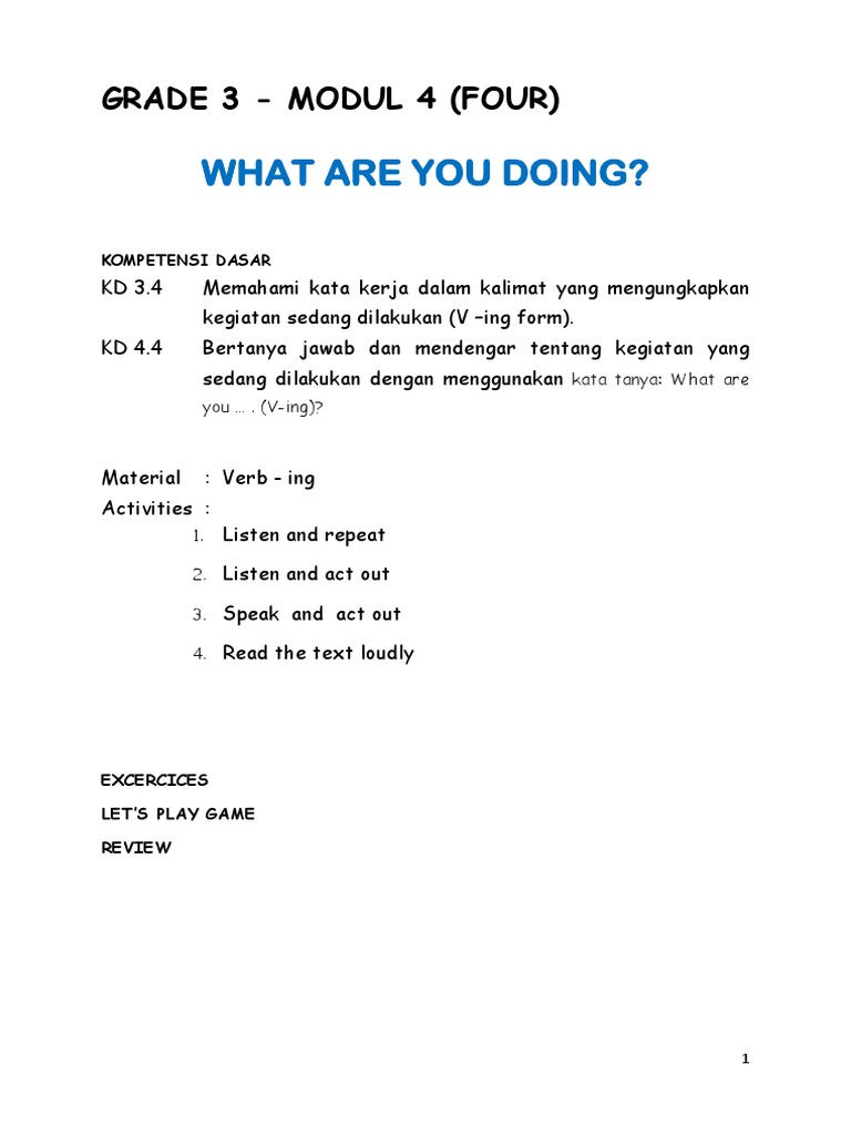 Modul 4 BHS Inggris KLS 3 KD 3.4 - 4.4 | PDF | Language Arts & Discipline