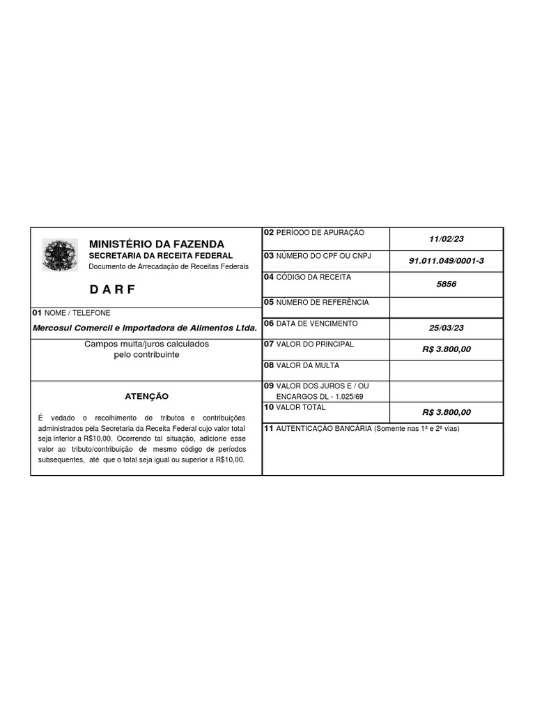 Darf Cofins | PDF