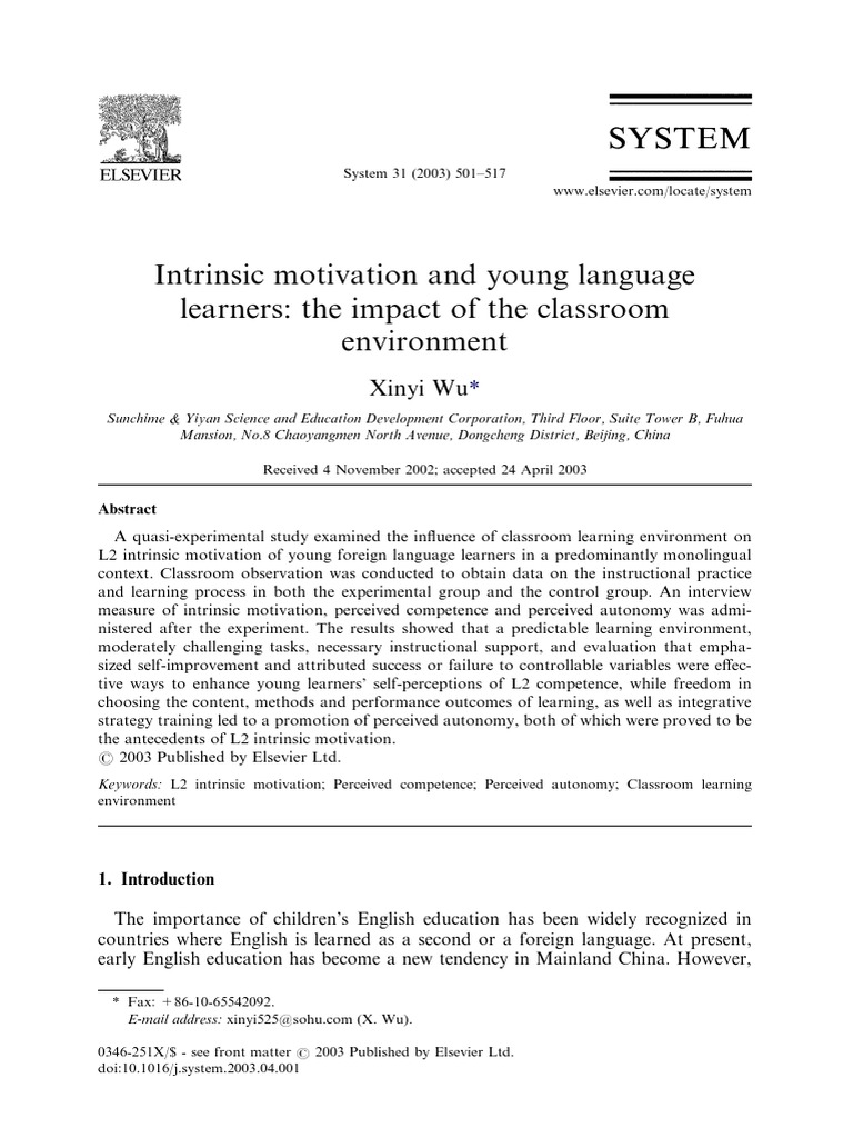 Enhancing L2 Motivation in Young Learners | PDF | Motivational | Motivation