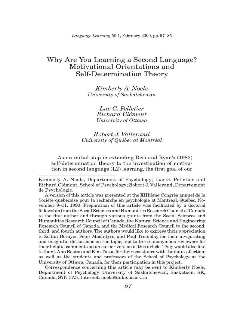 Why Are You Learning A Second Language Motivational Orientations and ...