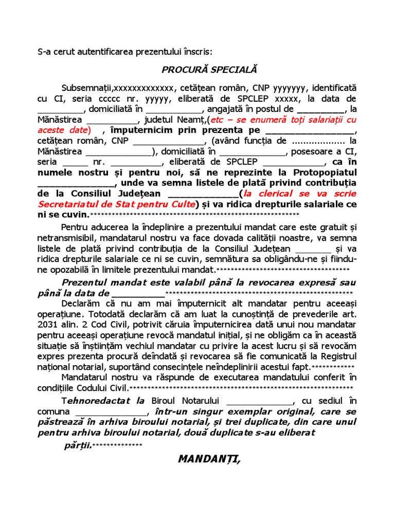 Procura Speciala - MODEL | PDF