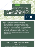 FIL1 Metalingguistik na pagtalakay ng wikang filipino