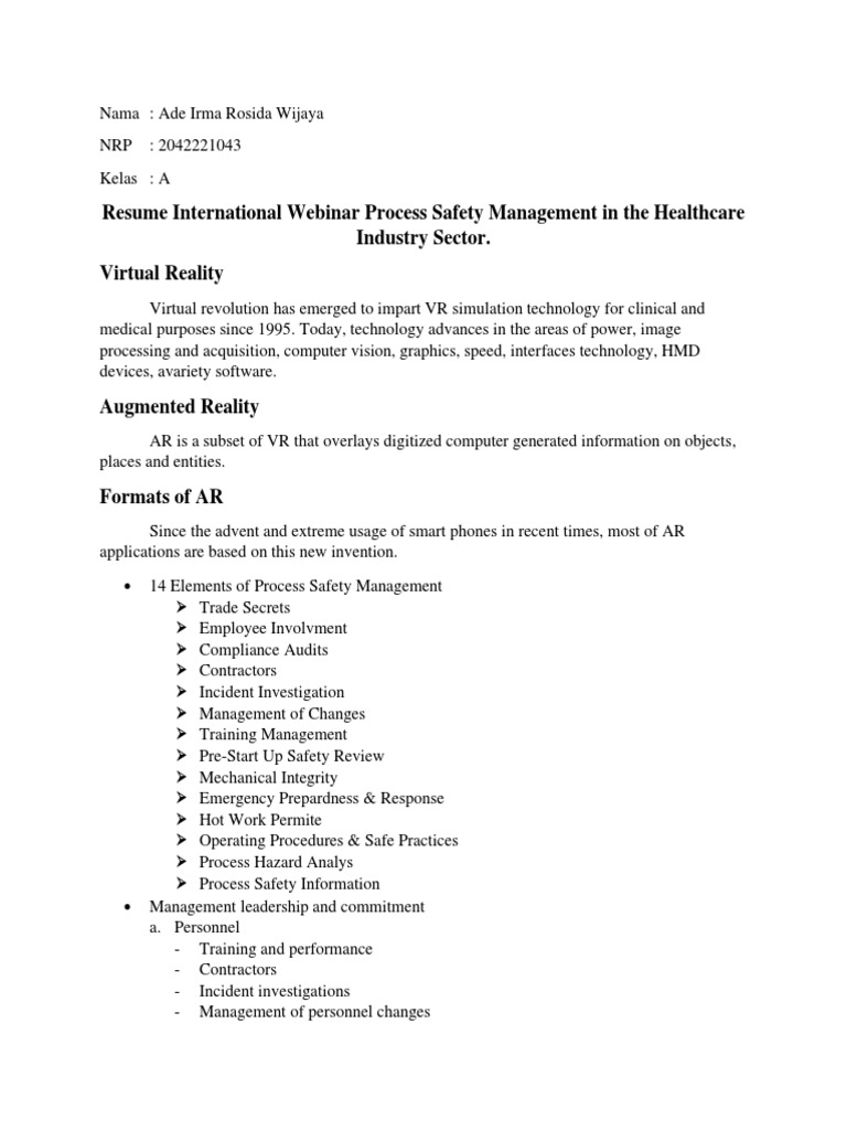 Resume inar PDF Augmented Reality Virtual Reality
