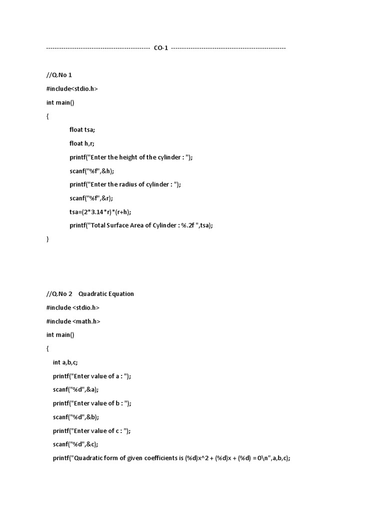 C Programming Code Examples and Exercises | PDF | Algebra | Mathematics