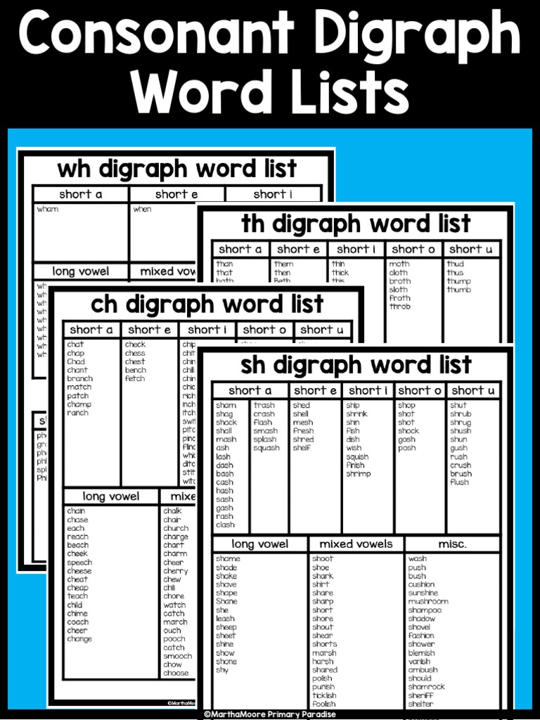 Digraph Word Lists PDF Teachers Classroom