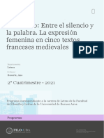 Uba - Ffyl - P - 2021 - Let - Seminario - Entre El Silencio y La Palabra La Expresión Femenina en Cinco Textos Franceses Medievales