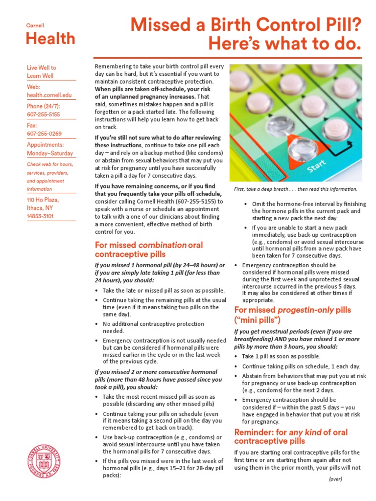 Missed Birth Control Pill | PDF | Birth Control | Combined Oral
