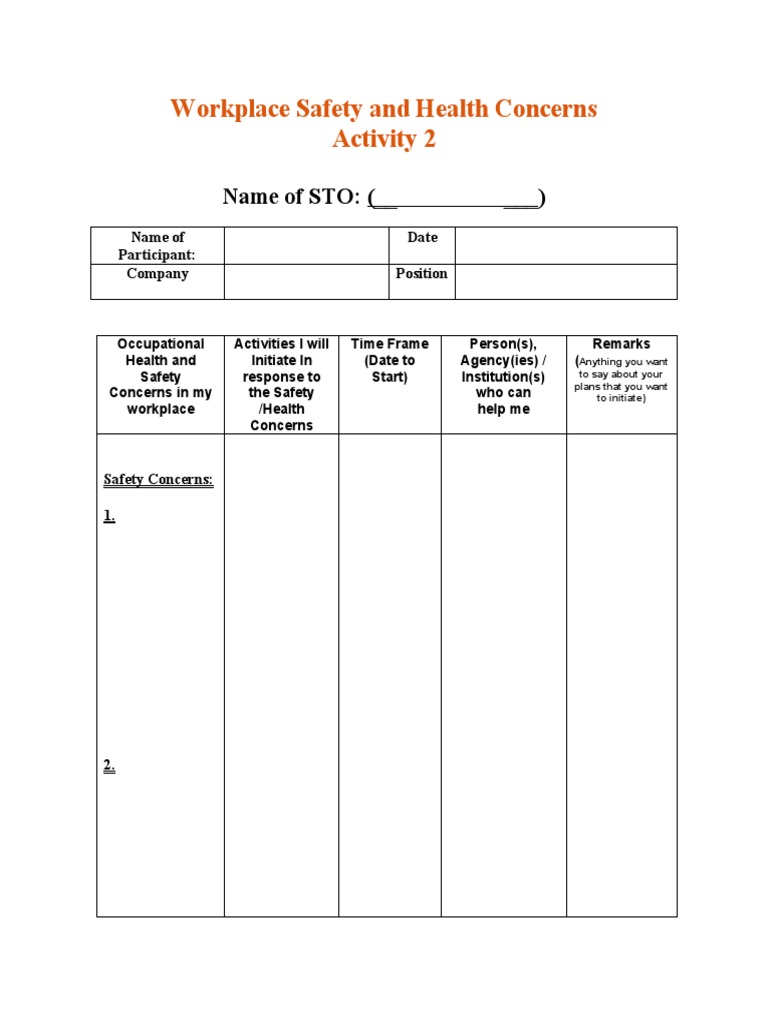 Workplace Safety Action Plan Template | PDF