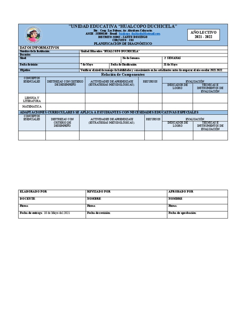Formato de Planificación Diagnóstica 2021 | PDF | Evaluación ...
