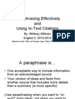 Paraphrasing and In-Text Citations