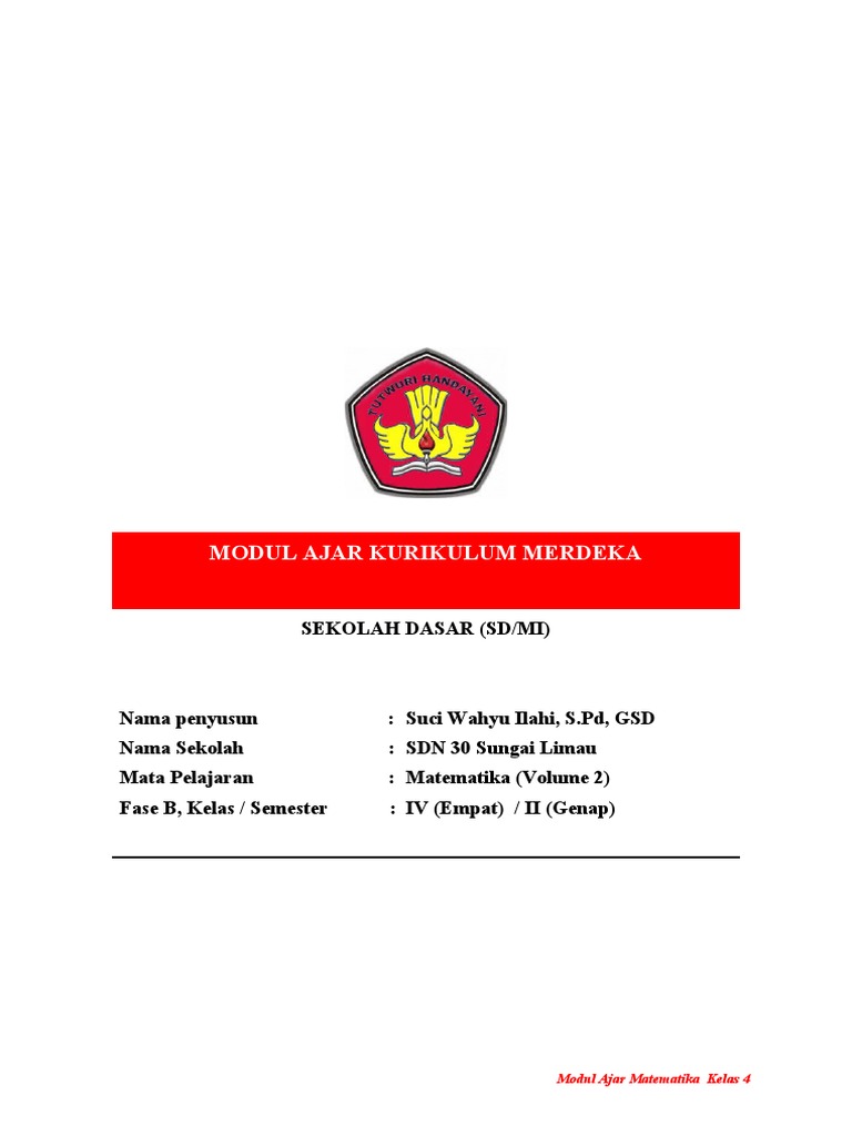Modul Ajar Matematika Kelas 4 SD | PDF
