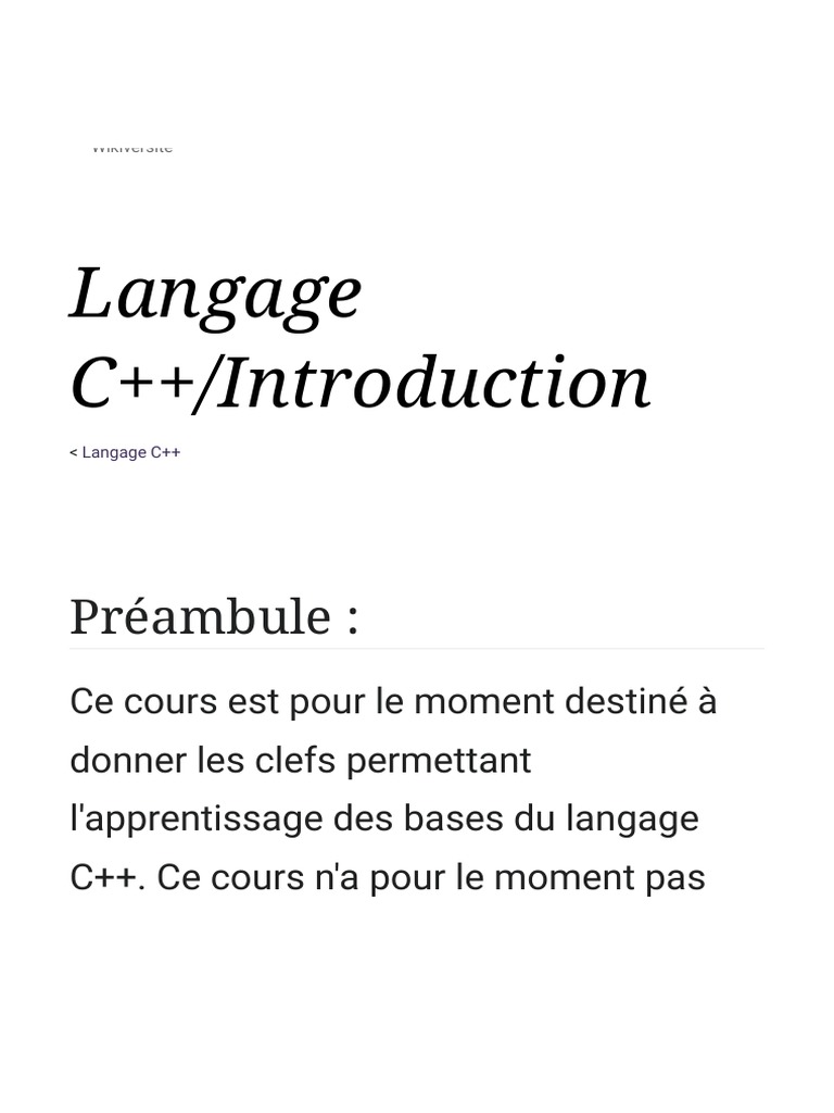 Introduction au langage C++ et binaire | PDF | Théorie du calcul ...