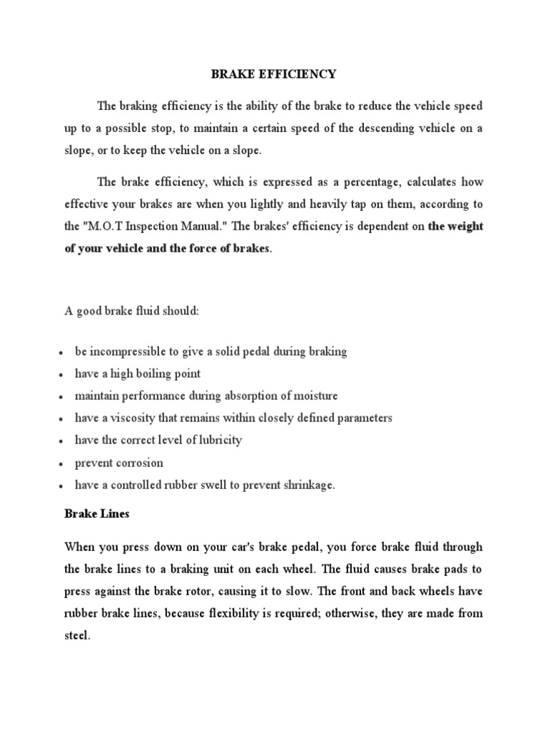 Brake Efficiency Calculation PDF Brake Friction