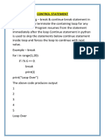 Control Statement Notes