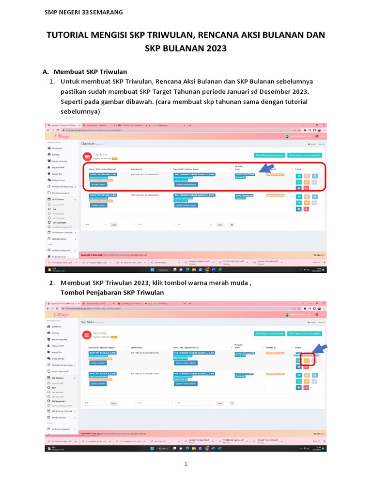 Tutorial membuat skp triwulan dan rencana aksi bulanan skp bulanan 2023