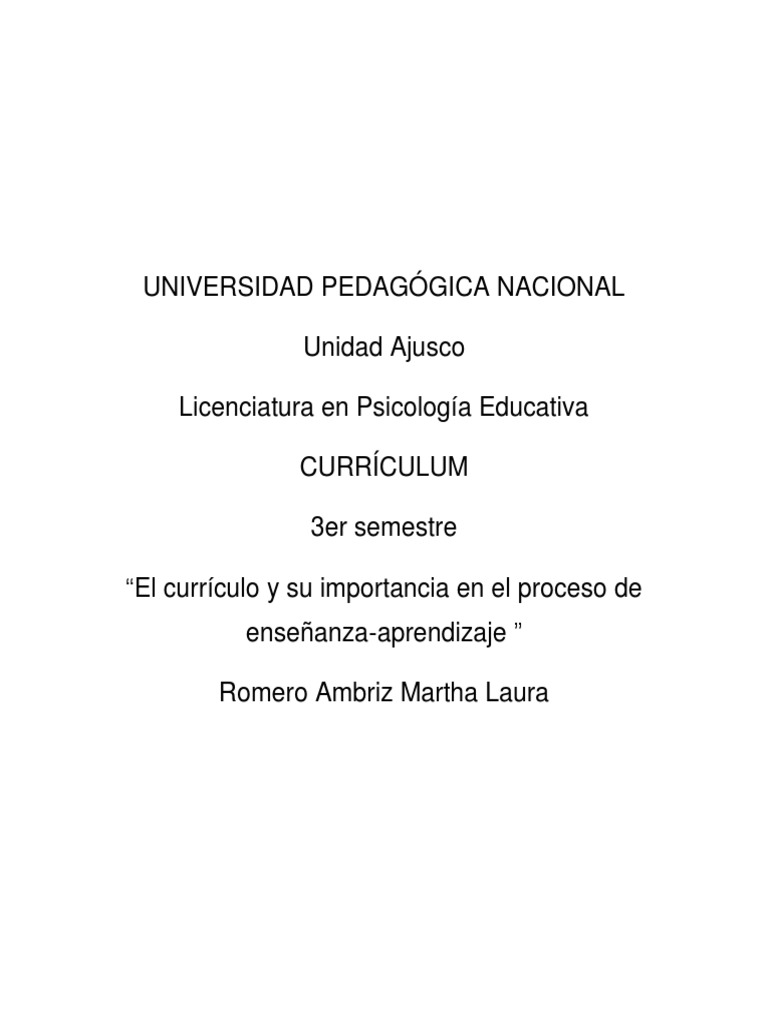 Importancia del Currículo en Educación | PDF | Plan de estudios ...