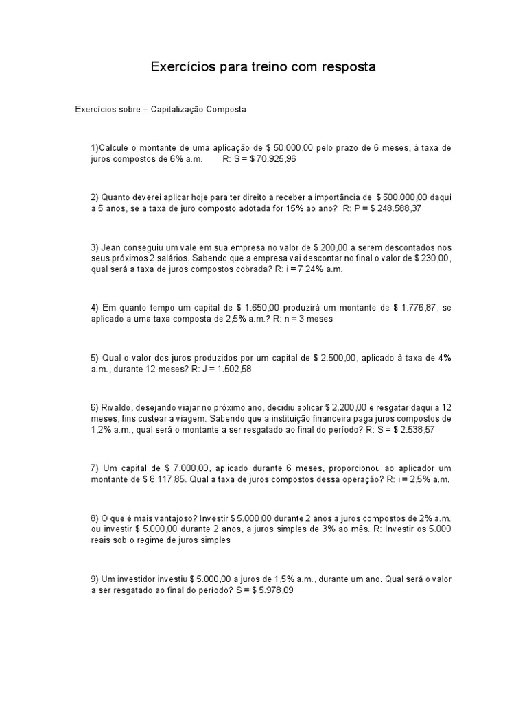 Exercicios com respostas para treino pdf juros economia pol tica