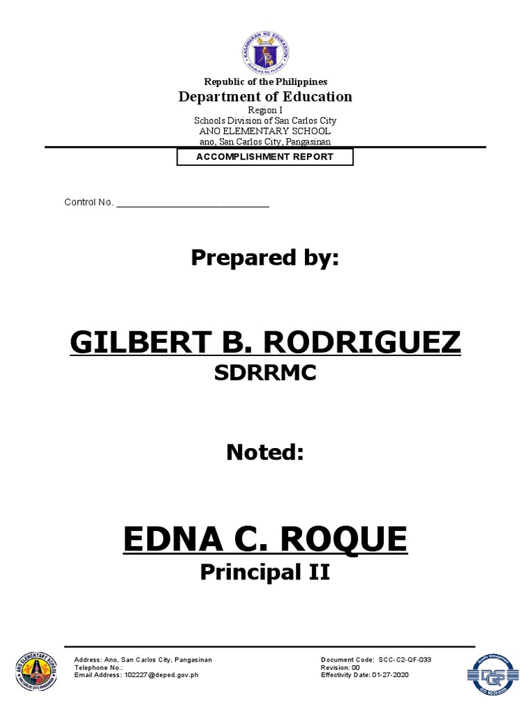 SDRRM Accomplishment Report 2019-2020 | PDF | Disaster Risk Reduction ...