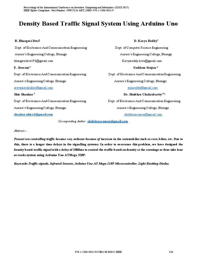 Density Based Traffic Signal System Using Arduino Uno | PDF | Traffic ...