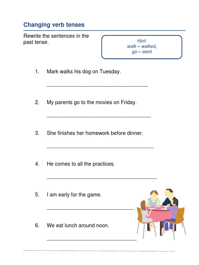 Changing Verb Tenses Worksheet PDF