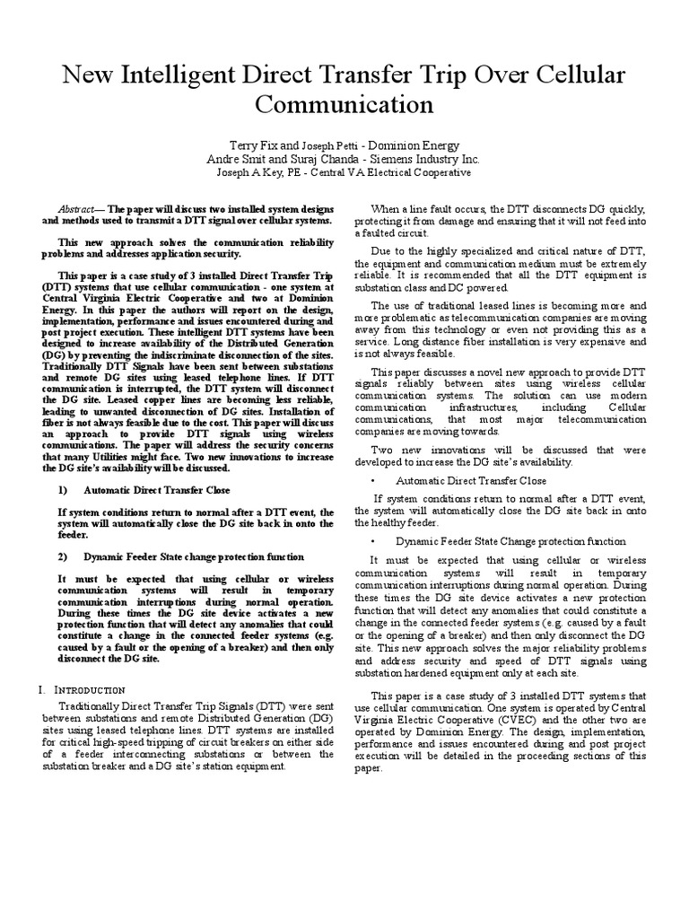 New Intelligent Direct Transfer Trip Over Cellular Communication PDF