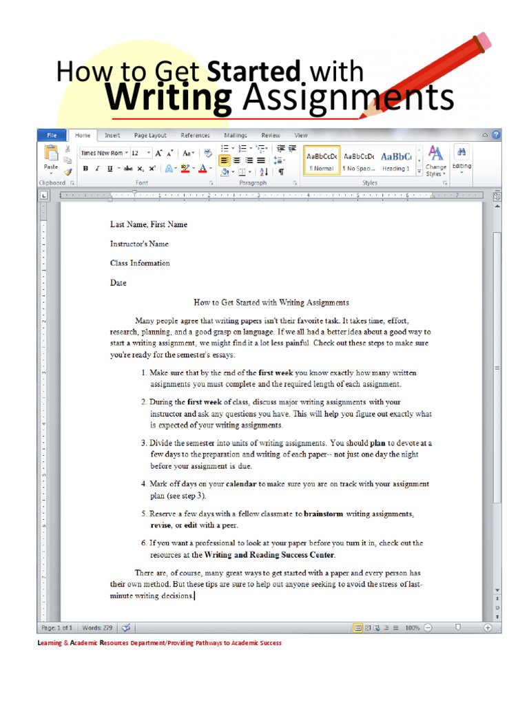 how to get started on assignments