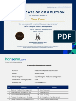 Certificate and Transcript - HSBC UI - UX Design & Product Management Batch 3 - Ilham Kamal
