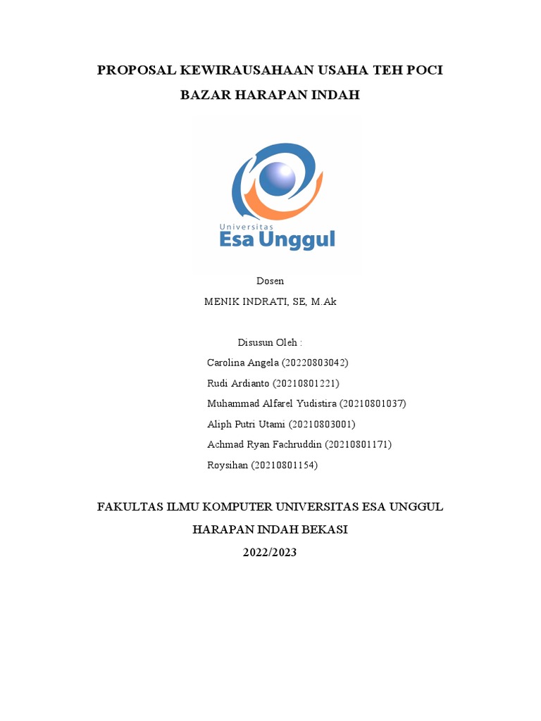 Proposal Usaha Teh Poci 2022/2023 | PDF | Bisnis
