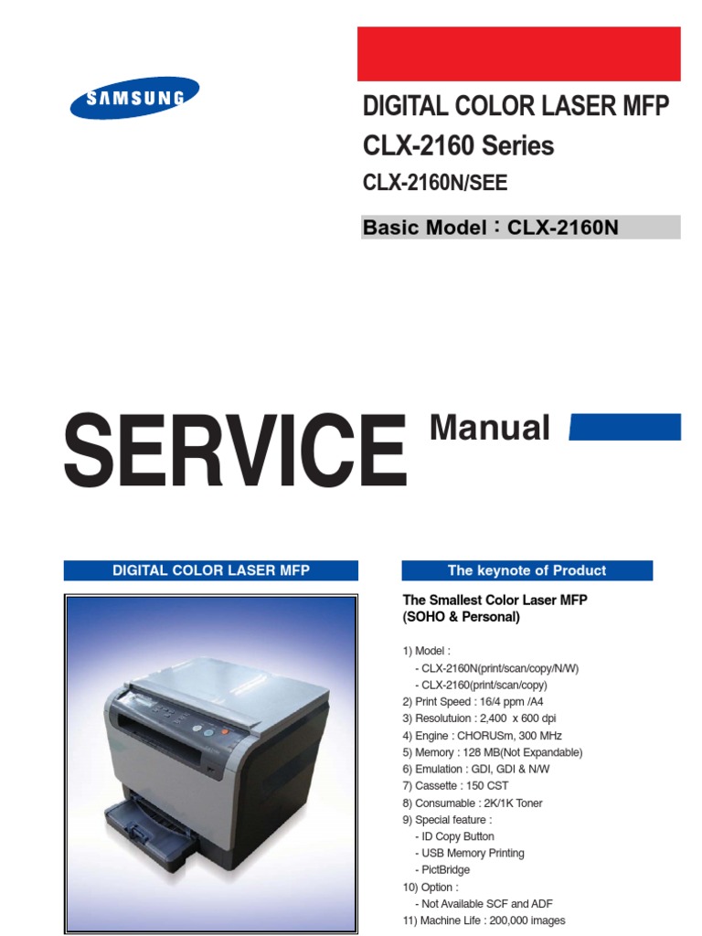 Samsung CLX-2160 SM | PDF | Electrostatic Discharge | Ac Power Plugs ...