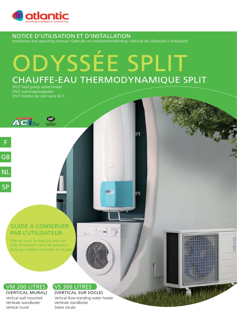 Notice Chauffeeau Odyssée Split 300L PDF Pompe à chaleur Chaleur — free download