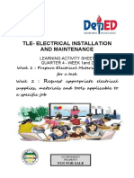 Tle-Electrical Installation and Maintenance: Learning Activity Sheet Quarter 4 - Week 1and 2