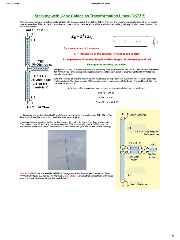 Stacking With Coax Cables1 | PDF | Coaxial Cable | Antenna (Radio)