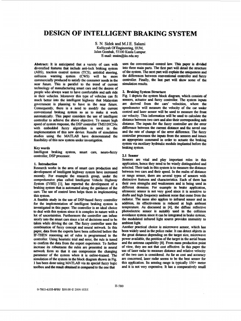 Design of Intelligent Braking System Circuit Diagram