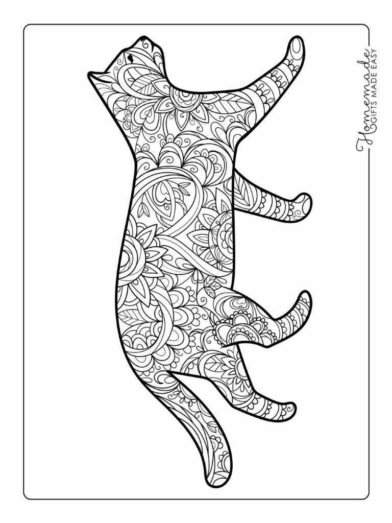 Cat Coloring Pages For Adults Profile Side View | PDF