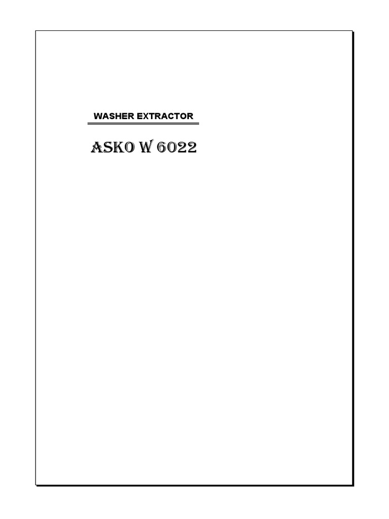 Item 19 Washer Extractor ASKO W6022 PDF