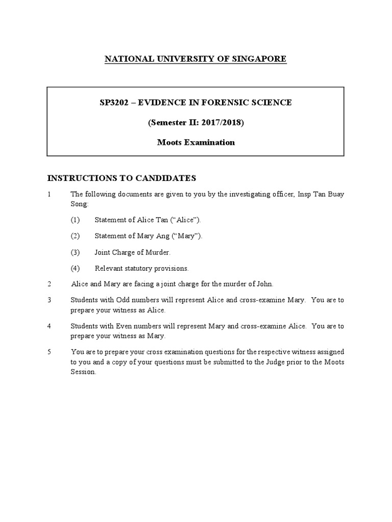 Moot Exam Question Conditioned Statements PDF Murder Crimes