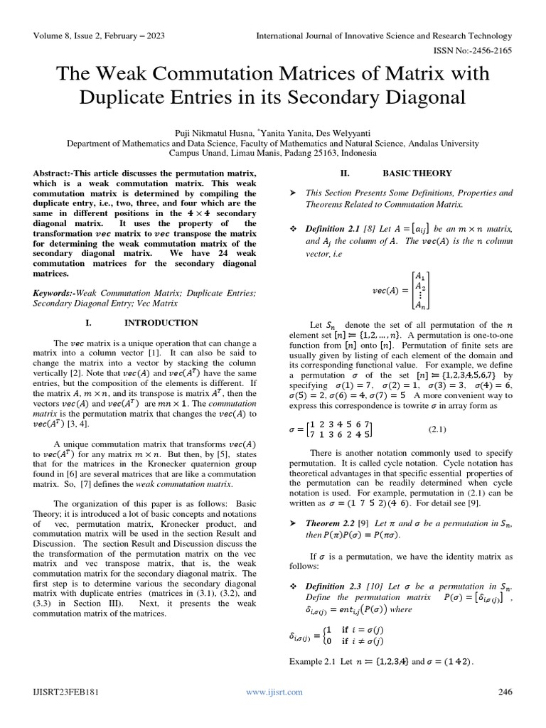 The Weak Commutation Matrices of Matrix With Duplicate Entries in Its