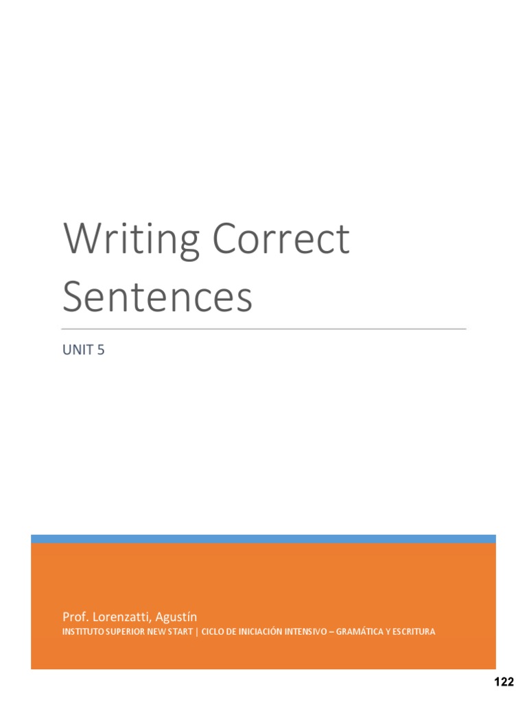 Unit 5. Writing Correct Sentences | PDF