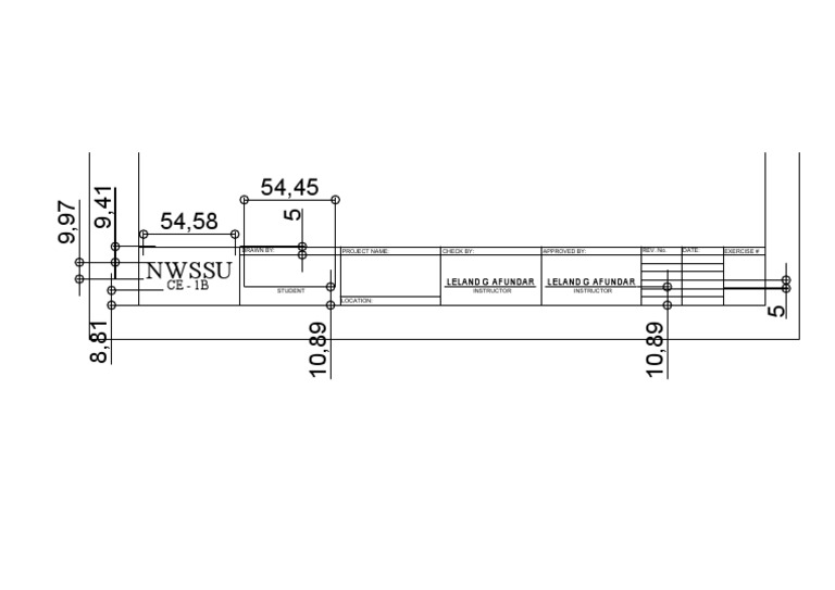A student's engineering drawing showing basic dimensions and ...