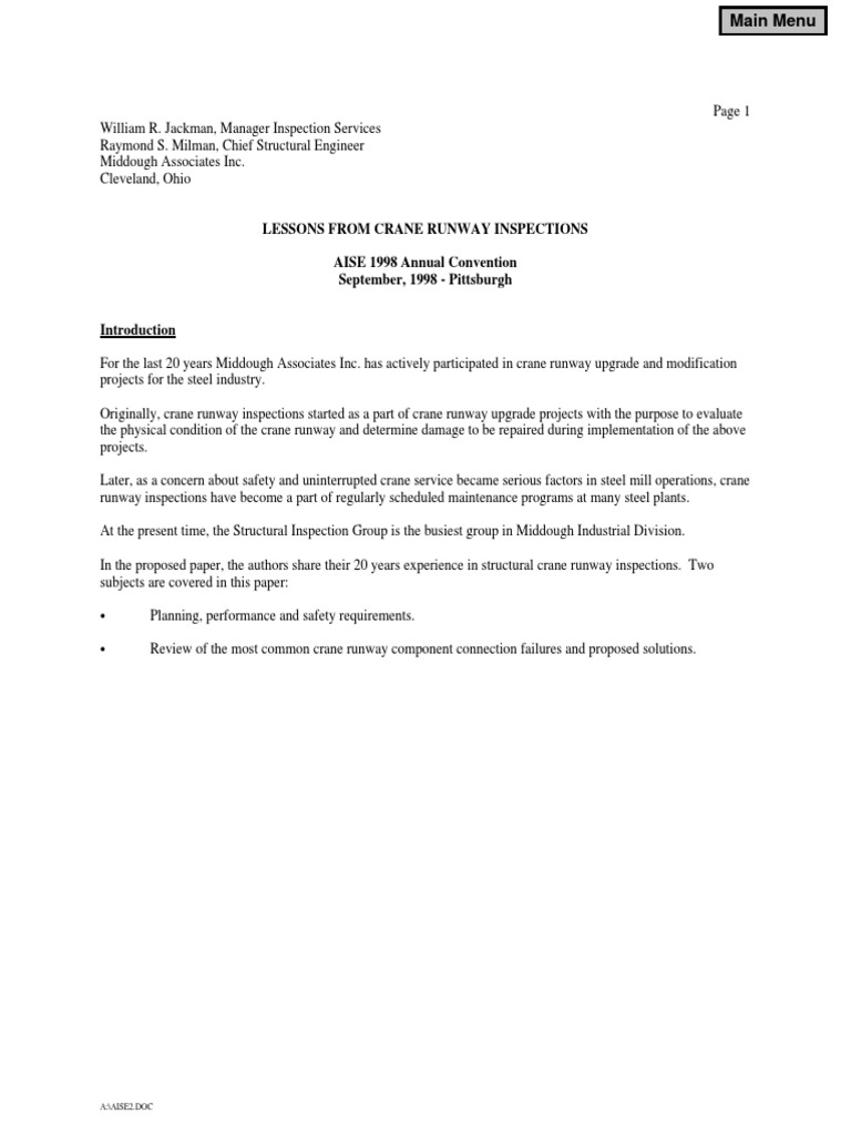 Crane Runway Inspection Insights | PDF | Truss | Beam (Structure)