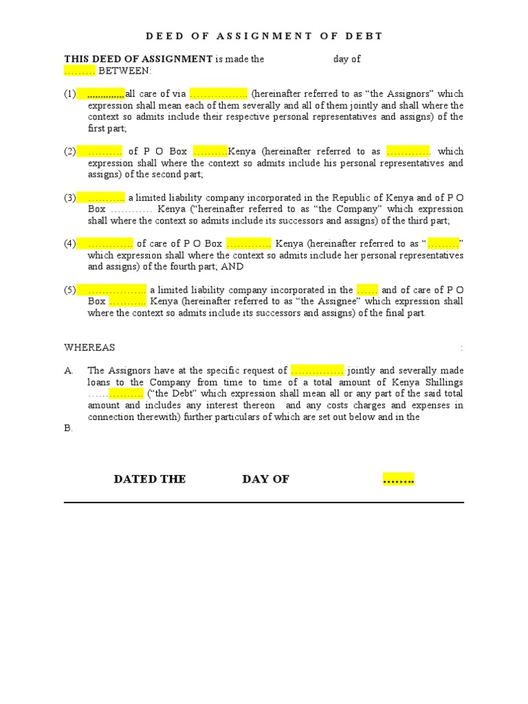 Debt Assignment Agreement Between Multiple Parties | PDF