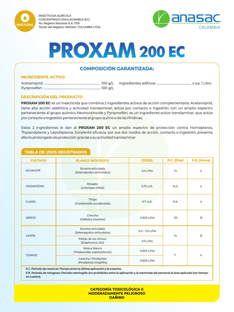 Proxam 200 EC: Insecticida Agrícola Eficaz | PDF