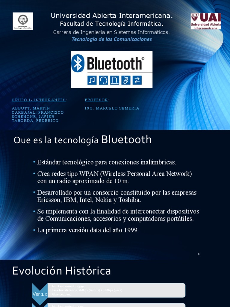 Presentacion Bluetooth | PDF | Bluetooth | Red de computadoras
