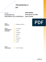 ANEXO 01. MARCENARIA - Checklist de Ferramentas e Material de Uso