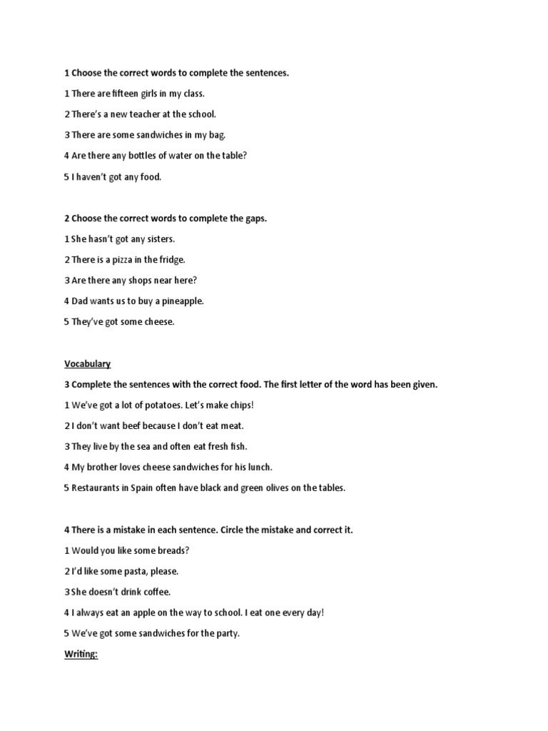 Writing of English Level A2 PDF