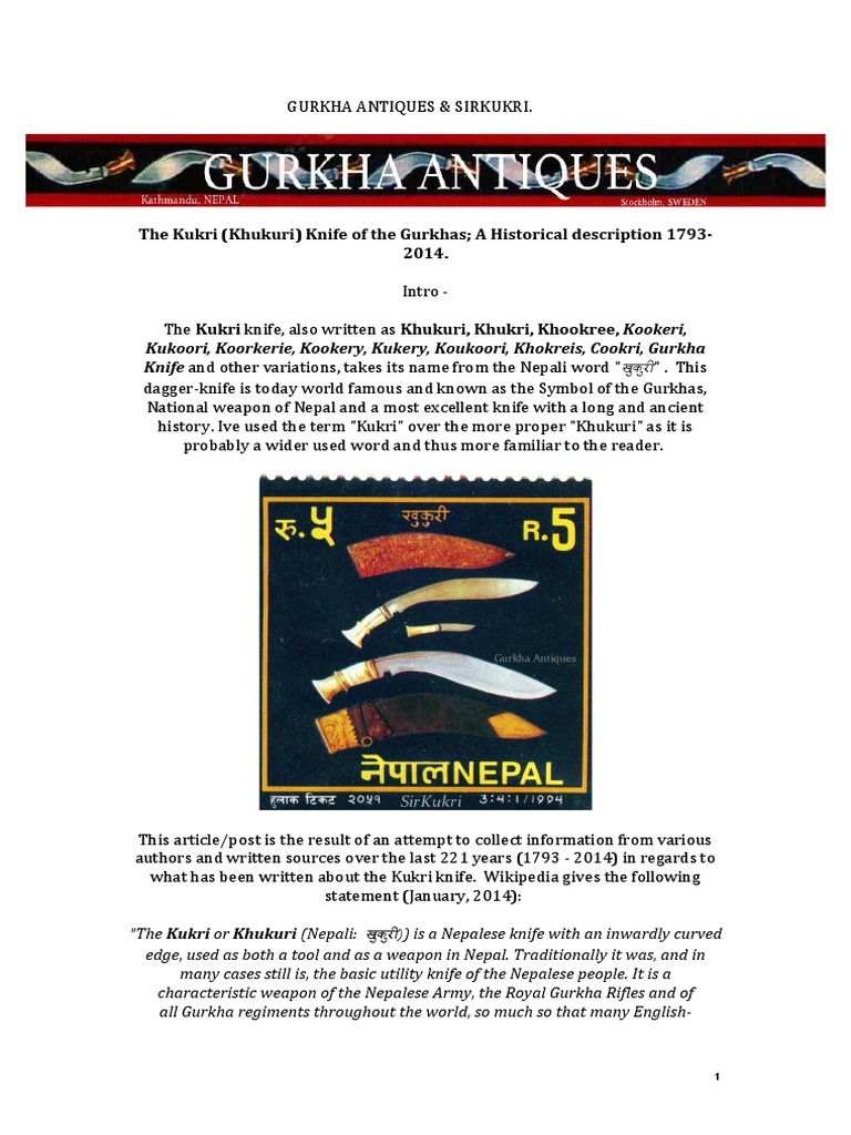 The Kukri Khukuri Knife of The Gurkhas A | PDF | Tools | Blade Weapons