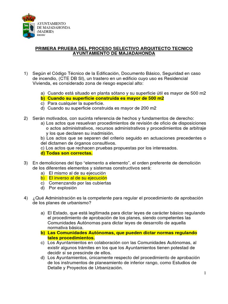 Arqtec Test Corregido | PDF | Cortes Generales | Madrid