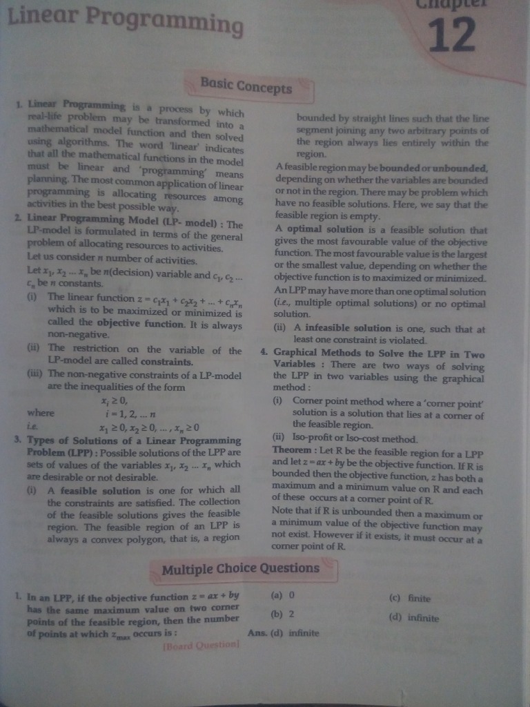 Linear Programming Basic Concepts Pdf