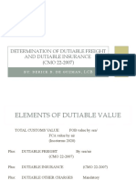 Determination of Dutiable Freight and Insurance (CMO 22-2007