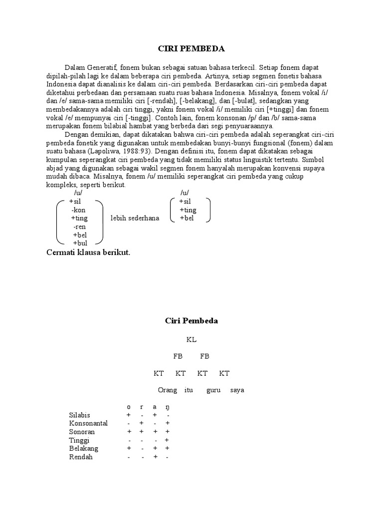 Ciri Pembeda | PDF